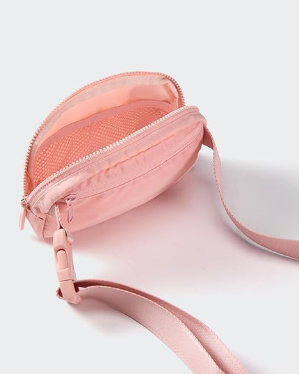 Pander Two Way Zipper Fanny Pack Nylon Everywhere Belt Bag for Women, Water Repellent Waist Packs, Crossbody Bags with Adjustable Strap (Mono Pink).