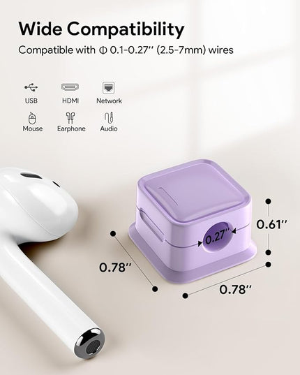 8 Pack Magnetic Cord Organizer, Easy Secure Adhesive Cable Management, Wire Holder Keeper Organizer Management, Hide/Organize Phone USB Charger Cable for Home,Office,Car,Desk,Nightstand-Purple