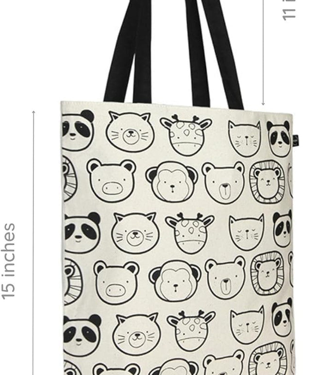 Ecoright Tote Bag for Women with Zipper, Small Tote Bag, Canvas Bag, Reusable Cotton Bag for Beach, Grocery, School & Work