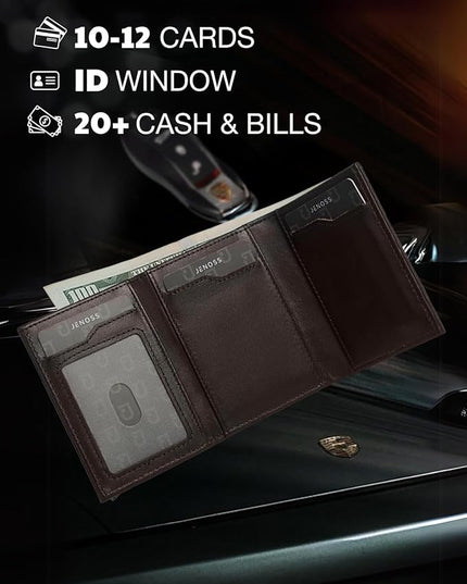 Taurus Smart Wallet For Men: Full Grain Leather, Handcrafted, Slide Metal Pop Up Case, Slim RFID Blocking Credit Card Holder, Minimalist, Compact - 9-12 Cards Organizers | ID | Money Clip (Brown)