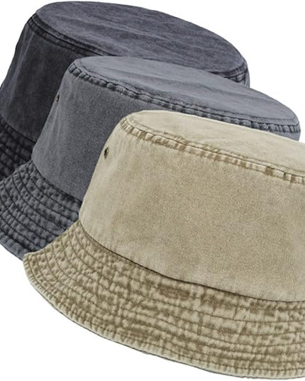 kozinu Washed Cotton Bucket Hats Packable Summer Outdoor Cap Travel Beach Sun Hat Plain Colors for Men Women