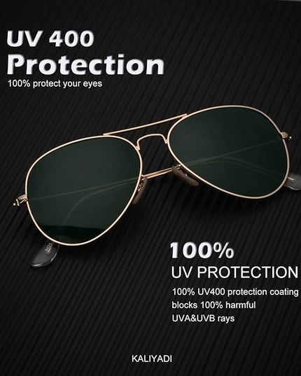 KALIYADI Classic Aviator Sunglasses for Men Women Driving Sun glasses Polarized Lens UV Blocking