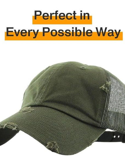 KBETHOS Vintage Washed Distressed Cotton Dad Hat Baseball Cap Adjustable Polo Trucker Unisex Style Headwear
