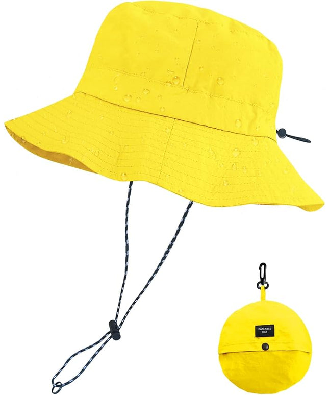 PFFY Quick Dry Waterproof Packable Bucket Hat for Women Men Outdoor Sun Hats with Detachable Chin Strap