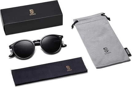SOJOS Retro Round Polarized Sunglasses for Women Men Classic Vintage Sunnies SJ2069