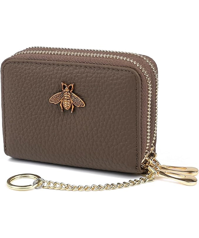 imeetu RFID Credit Card Holder, Small Leather Zipper Card Case Wallet for Women