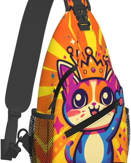 Animal Face Sling Bag Crossbody Bags Chest Bag Backpack for Travel Running and Hiking for Men Women Colorful Cat 2