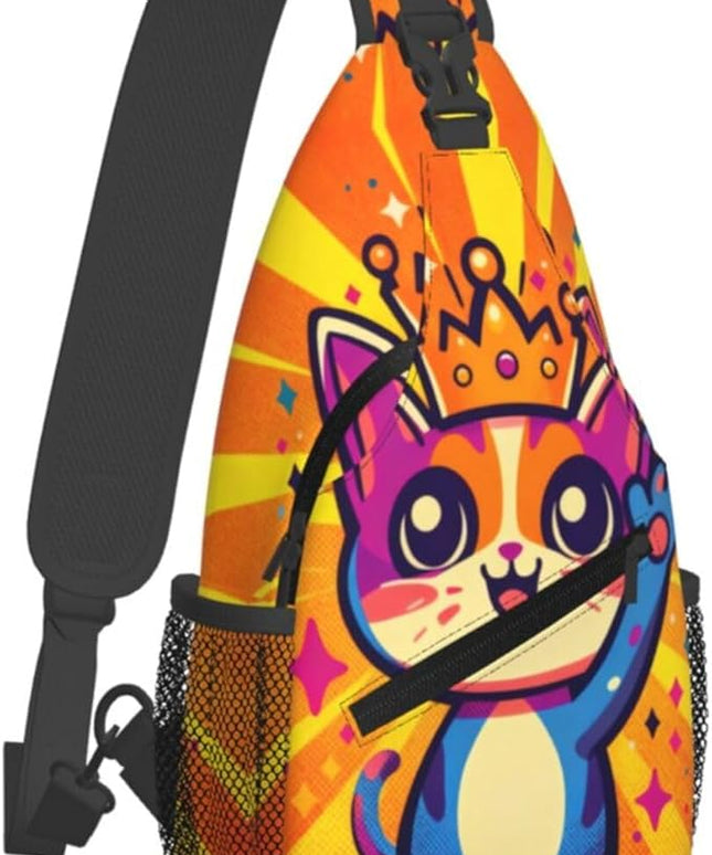Animal Face Sling Bag Crossbody Bags Chest Bag Backpack for Travel Running and Hiking for Men Women Colorful Cat 2