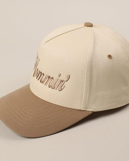 MIRMARU Two-Tone Vintage Canvas Trucker Hats for Men & Women, Adjustable Size Baseball Caps with Trendy Embroidered Design