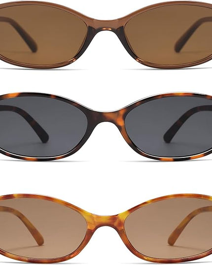 Retro Oval Cat Eye Sunglasses for Women Y2k Trendy Narrow Sunnies Designer Sun Glasses AR82253