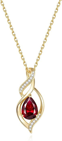 FANCIME Birthstone Necklace for Women Teardrop Necklace S925 Sterling Silver Infinity Love Birthday Gifts for Mom Women Girls, 16"+2" Inches