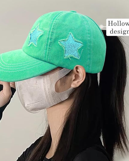 YeeHeen Ponytail Baseball Cap for Women High Messy Bun Caps Washed Cotton Hats