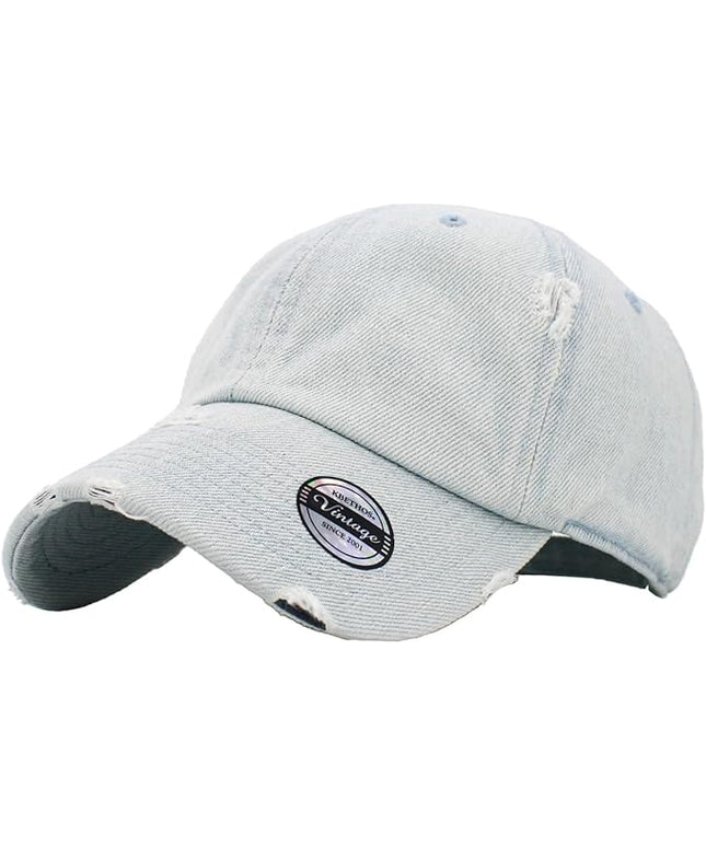 KBETHOS Vintage Washed Distressed Cotton Dad Hat Baseball Cap Adjustable Polo Trucker Unisex Style Headwear