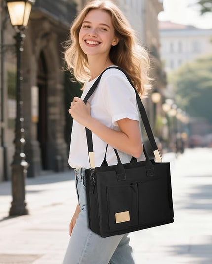 Canvas Tote Bag for Women Crossbody Work Purse with Pockets Top Handle Handbag Satchel Bags for Travel Nurse Teacher