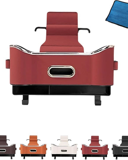 Car Organizers and Storage Box, 4-in-1 Car Back Seat Organizer with Phone Holder, Cup Holders, Tissue Box Dispenser & Storage Hook, Multi-functional Organizer for Phone, Drinks (Red,Style1)