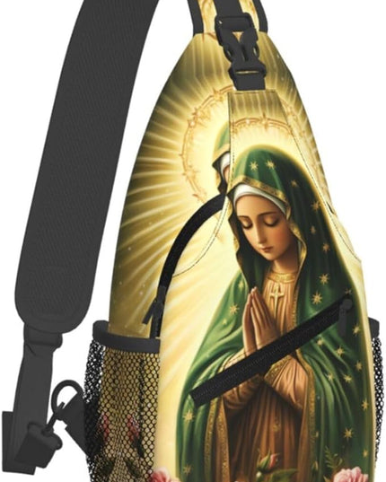 Our Lady of Guadalupe Sling Bag Crossbody Bags Clovers Chest Bag for Travel Hiking for Men Women Flower Mary 3