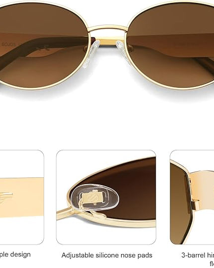 SOJOS Retro Oval Sunglasses for Women Trendy Classic Shades UV400 Protection SJ1256