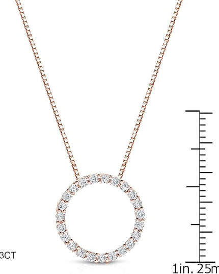Diamond Wish 1/6 to 1 Carat Diamond Circle of Life Round Pendant Necklace for Women in 14k Gold (I1-I2, cttw) on 18 Inch Long Chain with Spring Ring Clasp