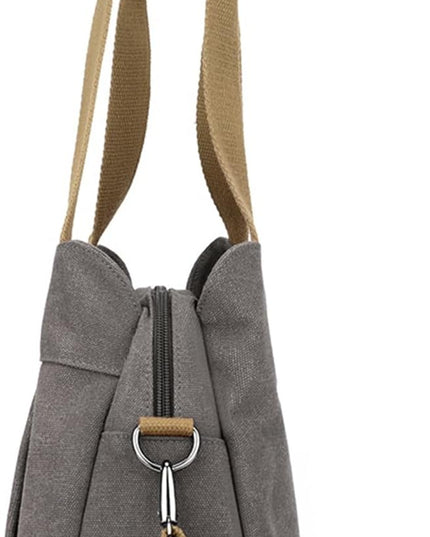 Sunshinejing Women's Canvas Purse Small Shoulder Tote Work Crossbody Bag Multi-pocket Handbag