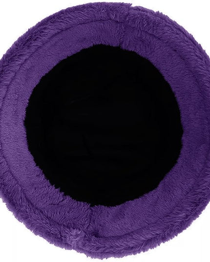Women Plush Fluffy Bucket Hat Warm Lining Winter Faux Fur Cozy Wide Brim Winter