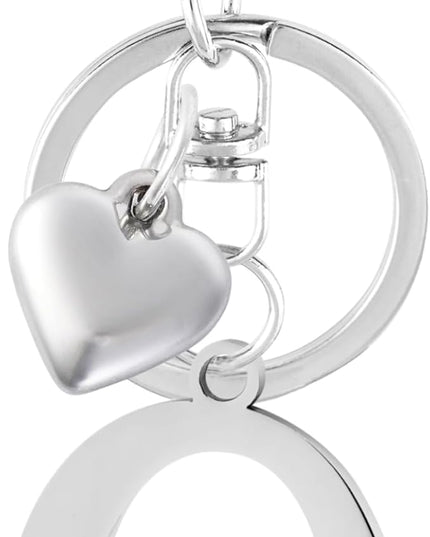 A-Z Heart Initial Letter Keychain, Stainless Steel Alphabet Charm for Handbags, Gift for Women and Girls