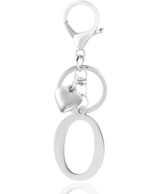 A-Z Heart Initial Letter Keychain, Stainless Steel Alphabet Charm for Handbags, Gift for Women and Girls