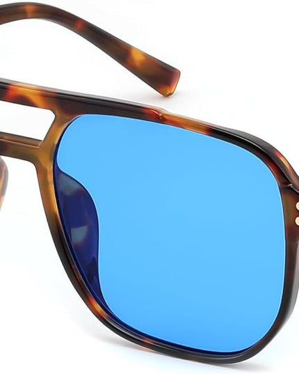FEISEDY Retro Square Aviator Sunglasses Women Men 70s Vintage Trendy Plastic Frame Sun Glasses B2835