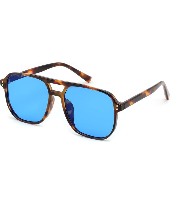 FEISEDY Retro Square Aviator Sunglasses Women Men 70s Vintage Trendy Plastic Frame Sun Glasses B2835