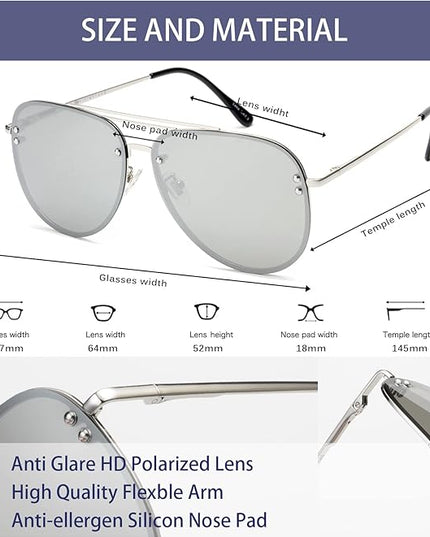 Trendy Oversized Aviator Sunglasses Womens, Retro Cute Big Shades Women's Fashion Sun Glasses UV Protection VF2203