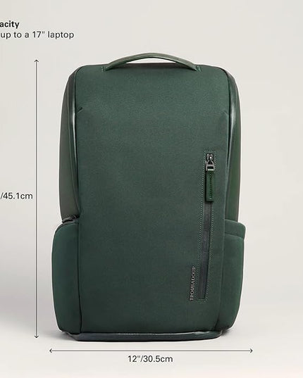 Troubadour Pioneer Backpack 3.0 - Premium Everyday Bag with Padded Laptop Section, Ventilated Shoe Compartment & Sustainable Waterproof Material - All-Day Lightweight Comfort Design - Obsidian Green