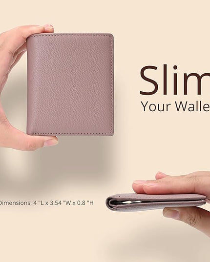 Bveyzi Ultra Slim Small RFID Wallet for Women, Leather Tiny Thin Bifold Pocket Ladies Wallet