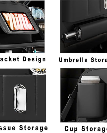 Car Seat Organizers,Multi-functional Back Seat Protectors, Storage Pouches,storage bag Child kicking prevention and Tray Holders (for Cars, Kids, Seat Back and Rear Seats) (Black, 2 Pcs)
