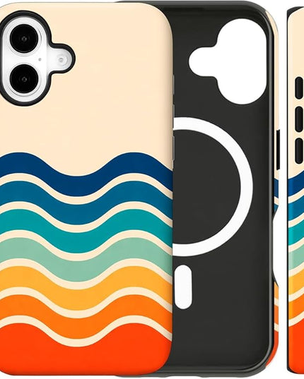 Magnetic for iPhone 17 Case Cute Frog Stripes Phone Case, Summer Shockproof Slim TPU and Hard PC Protective Phone Cover Compatible with MagSafe Designed for Women Girls