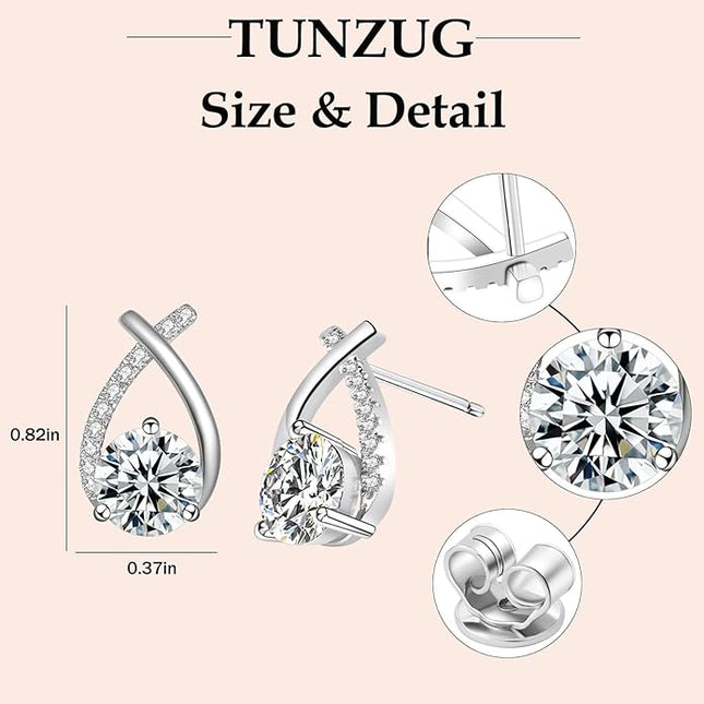 Moissanite Stud Earrings D Color VVS1 Moissanite Earrings 925 Sterling Silver 18K Gold Plated Friction Flat Bottom Mermaid Tail Earrings for Women