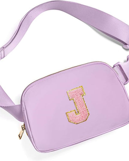 Gitus Initial Belt Bag Fanny Pack Crossbody Bag for Girls Birthday Gifts Age 8-10 Teen Girl Gifts Trend Stuff Personalized Letter Gifts for Daughter Sister (Lavender-J)