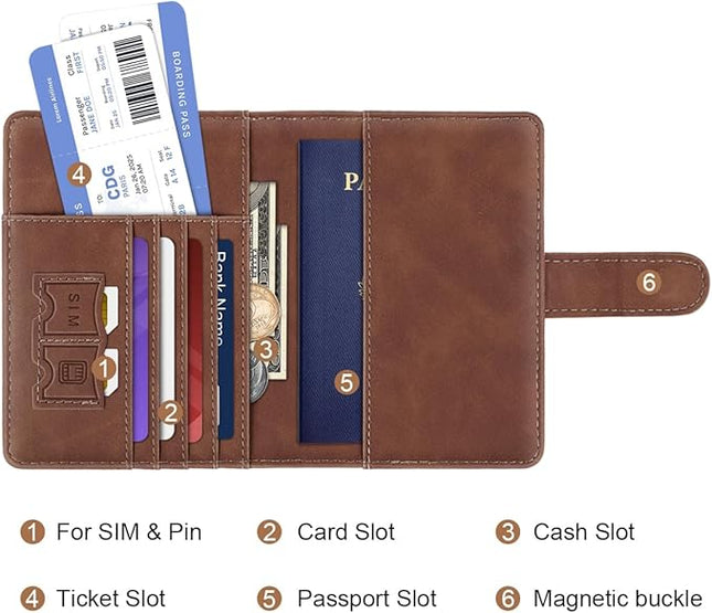 Initial Letter T Passport Cover Personalized RFID Blocking Passport Wallet for Adults, Travel Passport Book Holders for Women and Men, 4 Card Slots, Magnetic Closure