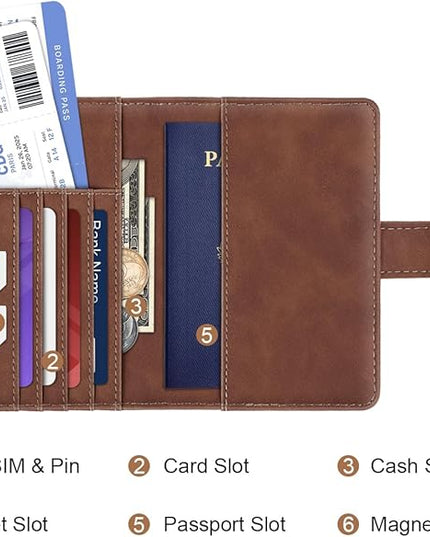 Passport Holder Wallet Cover Personalized Letter A-Z Travel Wallet RFID Blocking Passport Cover Wallet Case for Travel Passport Book Holders for Women and Men, Brown-F