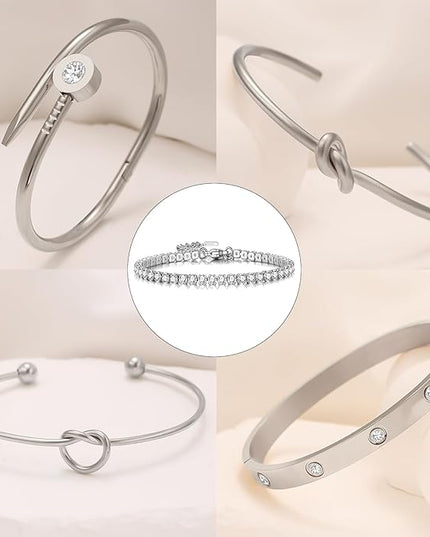 18 K Gold Plated Love Bangle Bracelet Stack Cuff Jewelry for Women Jewelry Set for Women Gift with Box