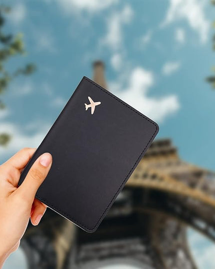 Deziliao Passport Holder,Passport Holder Card Slots, Passport and Vaccine Card Holder Combo, Cute Passport cover for Women and Men, with Waterproof Rfid Blocking, Passport Travel Wallet(Black)