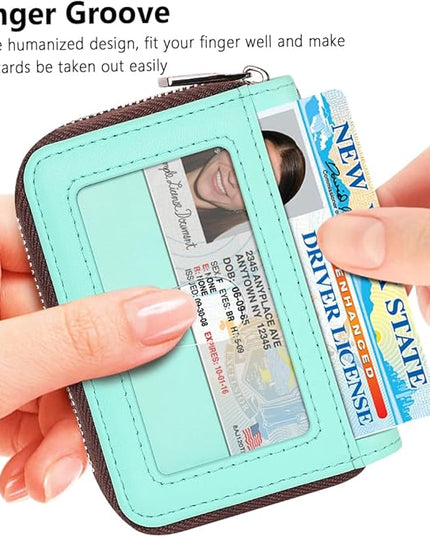 FurArt Zipper Wallet Women, RFID Blocking Credit Card Wallet, Business Card Holder, Compact Size KeyChain Wallet