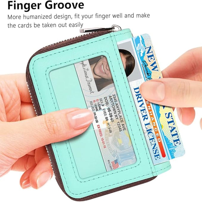 FurArt Zipper Wallet Women, RFID Blocking Credit Card Wallet, Business Card Holder, Compact Size KeyChain Wallet