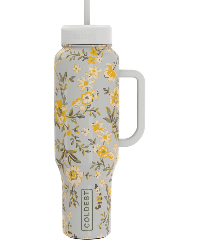 Coldest Tumbler with Handle and Straw - 100% Leak Proof Insulated Tumbler with Lid and Straw (3 Lids) - Stainless Steel Tumblers for Women & Men - Cup Holder Friendly Base, 46 oz (Summer Dress)