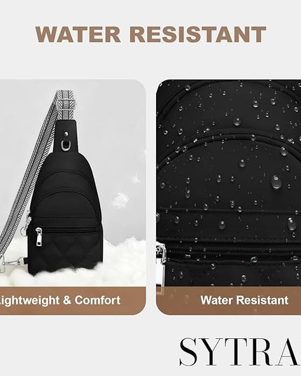 Sling Bag for Women, Anti-Theft RFID Crossbody Bag Nylon Sling Purse for Travel, Puffy Small backpack for Daily Hiking Sports Black