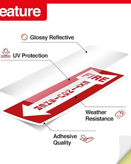 OLANZU Pack of 18 Fire Extinguisher Stickers 4"x 12"- 5 Mil Vinyl - Fire Extinguisher Sign for business with Arrow- Durable Self Adhesive, Weatherproof and UV Protected-Ideal for Office, Home and Outdoor places