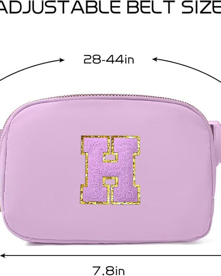 Gitus Gifts for 8 9 10 11 12 Year Old Girls Belt Bag Fanny Pack Crossbody Bags with Initial Letter Patch Cute Stuff Birthday Gifts for Teen Girls Women Personalized Trend Stuff (Lavender-H)