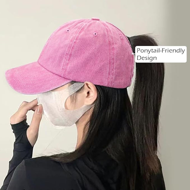 YeeHeen Ponytail Baseball Cap for Women High Messy Bun Caps Washed Cotton Hats