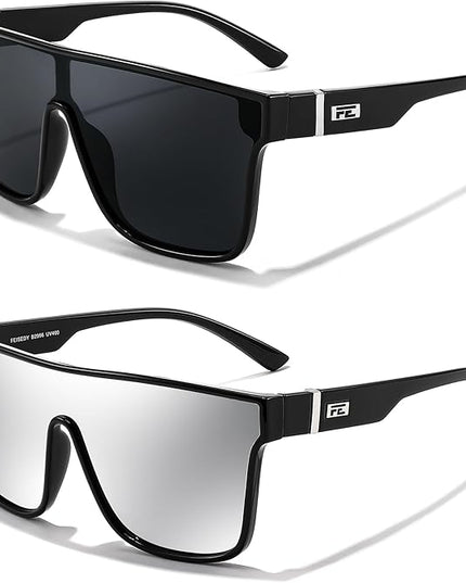 FEISEDY Sunglasses for Women Men, Fashion Mirrored Single Lens, Driving Beach Sunnies UV400 Shades B2996