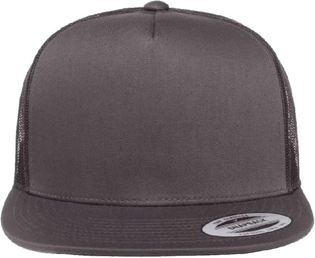 Yupoong 5-Panel YP Classic Trucker Cap | High Profile Flat Visor Snapback | OSFM | Bulk Packs Available