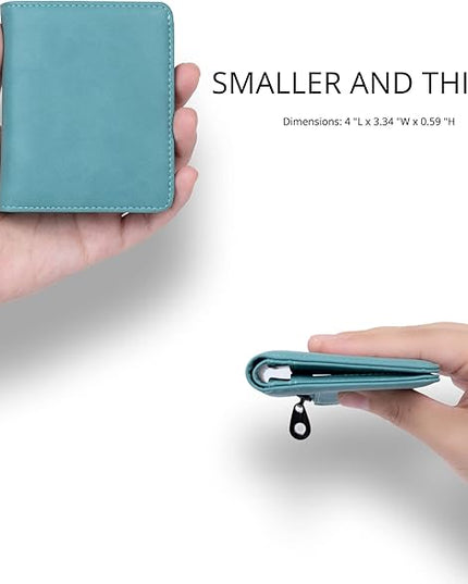 Alldaily Small RFID Wallet for Women Slim Compact Bifold Pocket Ladies Travel Mini Purse (Purist Blue)
