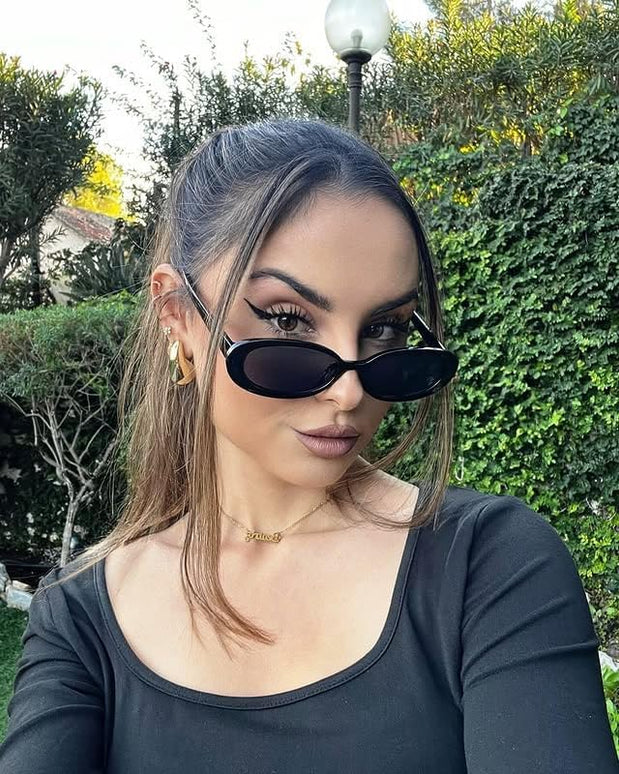 90s Sunglasses for Women Men Retro Small Oval Sunglasses